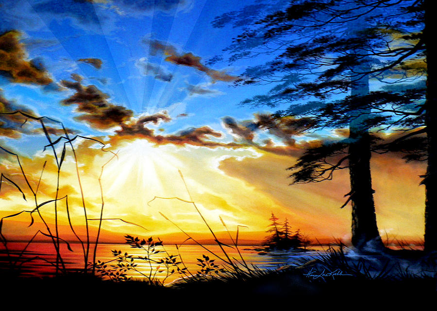 Dreams Of Sunrise Through The Pines Painting