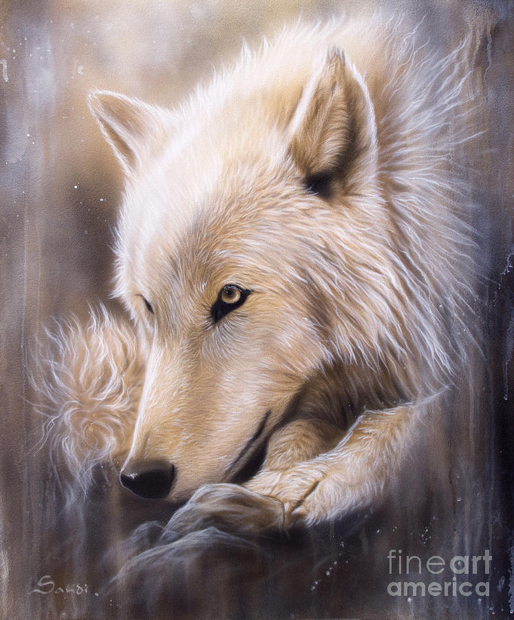 Nature Painting - Dreamscape - Wolf by Sandi Baker
