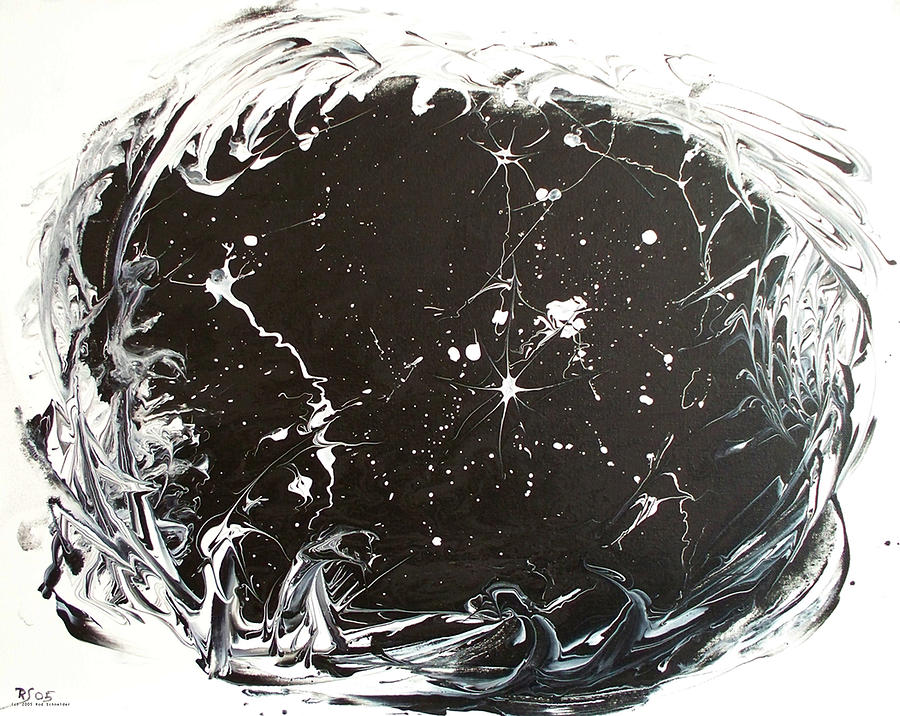 Abstract Painting - Dreamscape in black and white. by Rod Schneider Abstract Painting - Dreamscape in black and white. by Rod Schneider