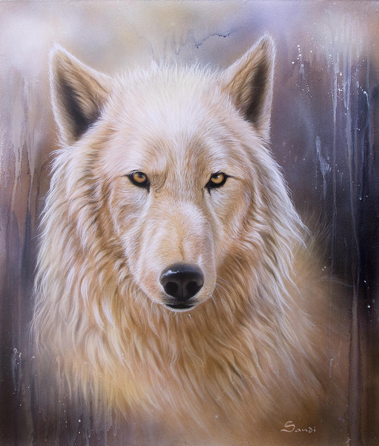 Wildlife Painting - Dreamscape Wolf III by Sandi Baker
