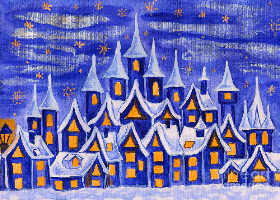 Dreamstown dar blue Painting by Irina Afonskaya