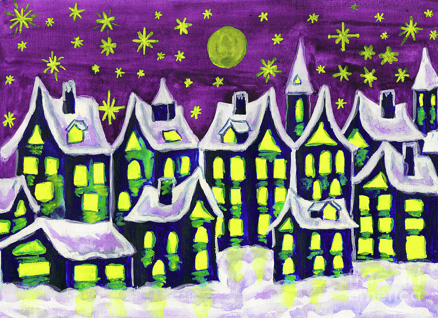 Dreamstown in winter, painting Painting by Irina Afonskaya