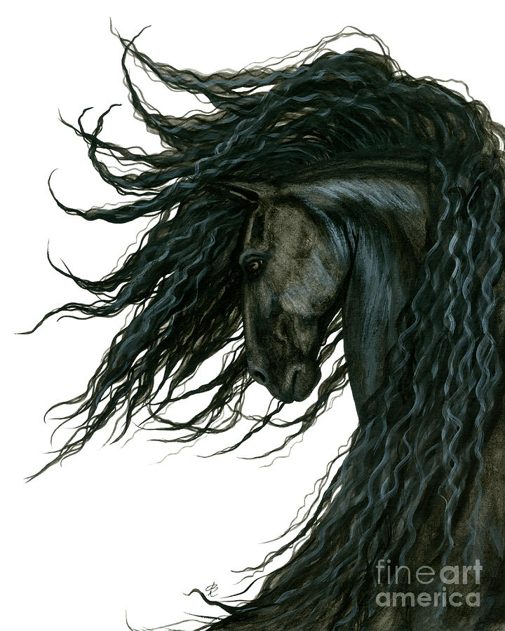 DreamWalker Friesian Horse Painting by AmyLyn Bihrle