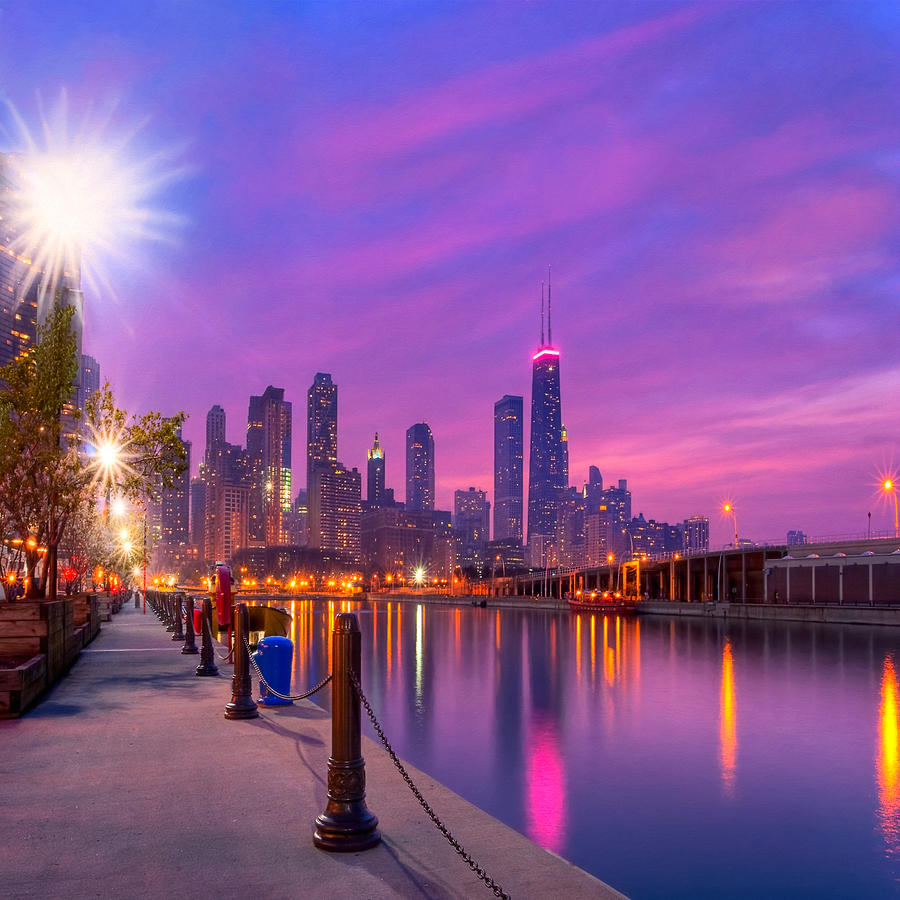 Chicago Photograph - Dreamy Chicago Skyline At Dusk by Mark Tisdale