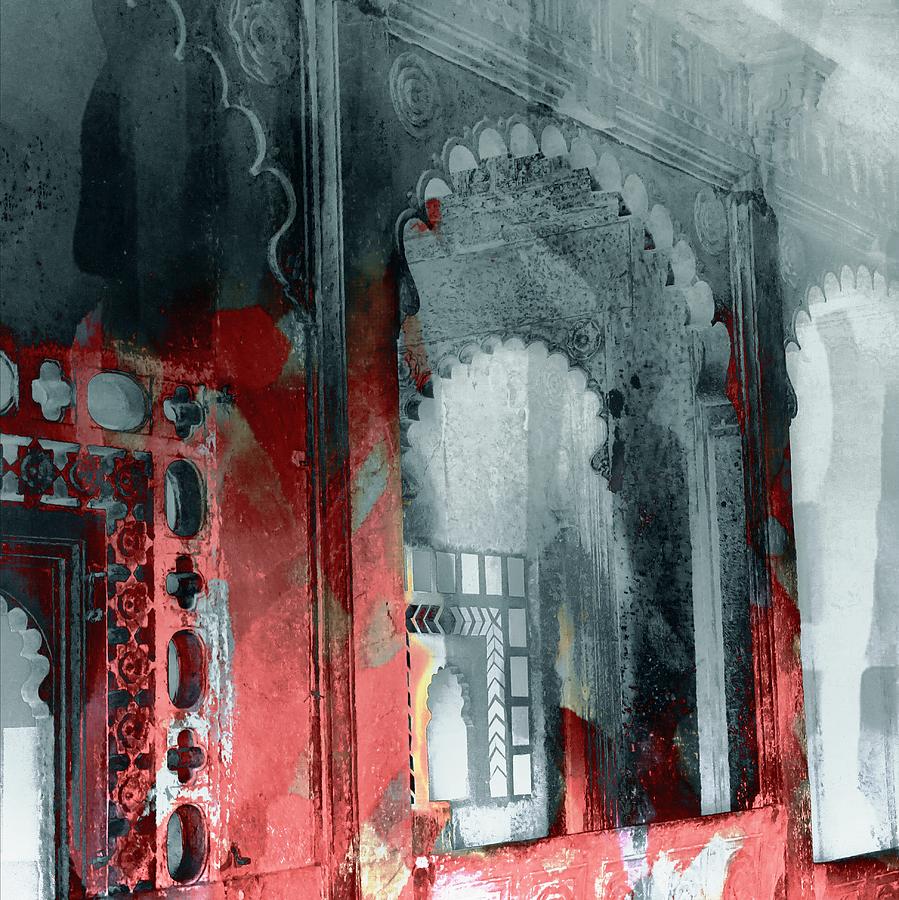 Dreamy Exotic Travel Red Black Abstract Square Arches Rajasthan India 1e Photograph by Sue Jacobi