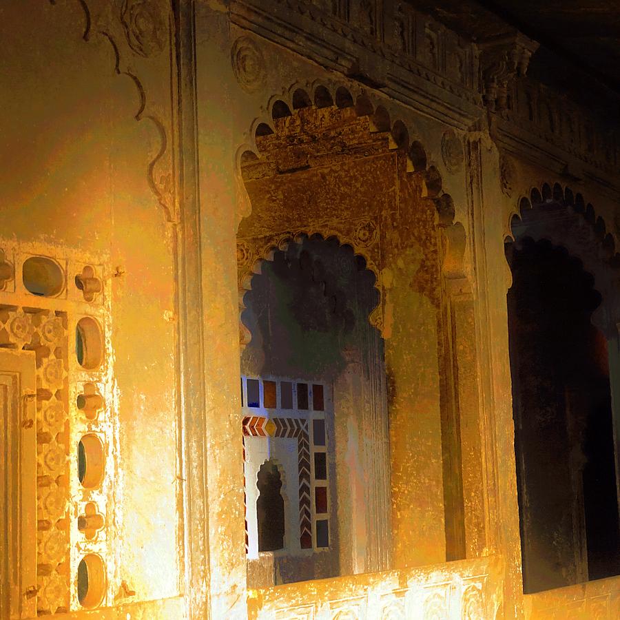 Dreamy Exotic Travel Yellow Arches Udaipur Rajasthan India 1b Photograph by Sue Jacobi