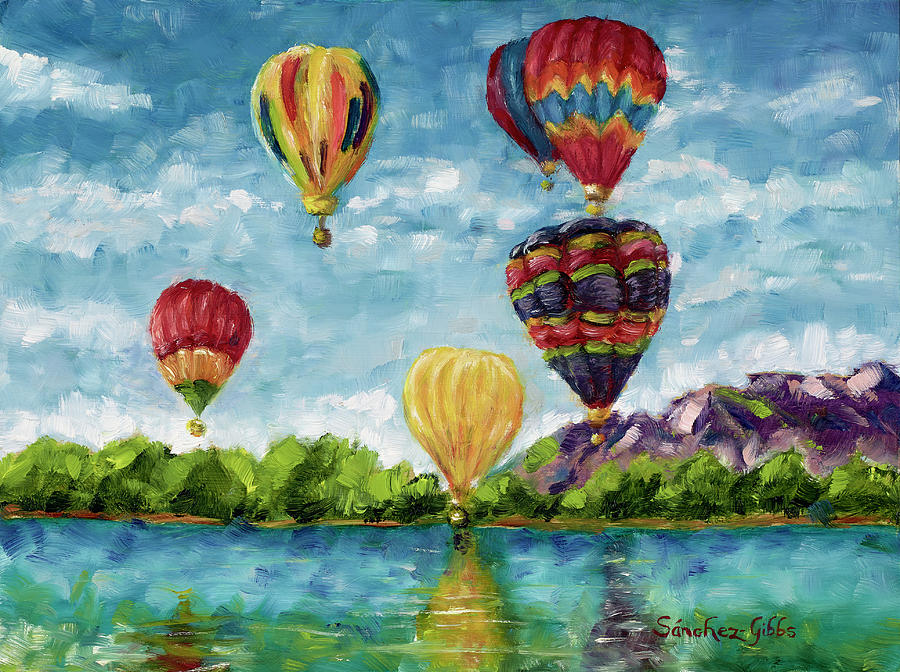 Balloons Painting - Dreamy Flight by Maria Gibbs