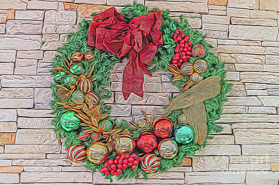 Dreamy Holiday Wreath Digital Art