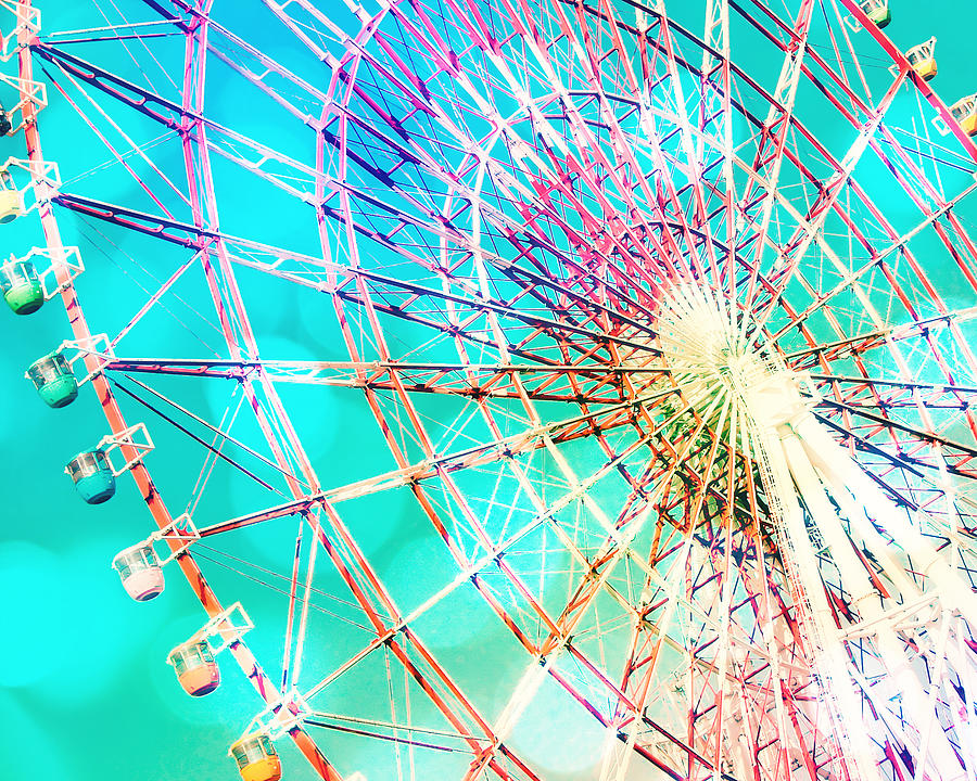 Vintage Photograph - Dreamy pastel Ferris wheel by Delphimages Photo Creations