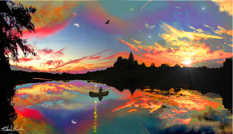 Fisherman Sunset Digital Art by Michael Rucker