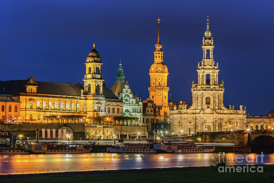 Dresden Cathedral With The River Elbe Photograph