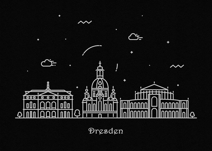 Dresden Skyline Travel Poster Drawing by Inspirowl Design