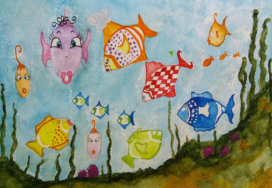 Dressed Up Fish Painting by Susan Nielsen