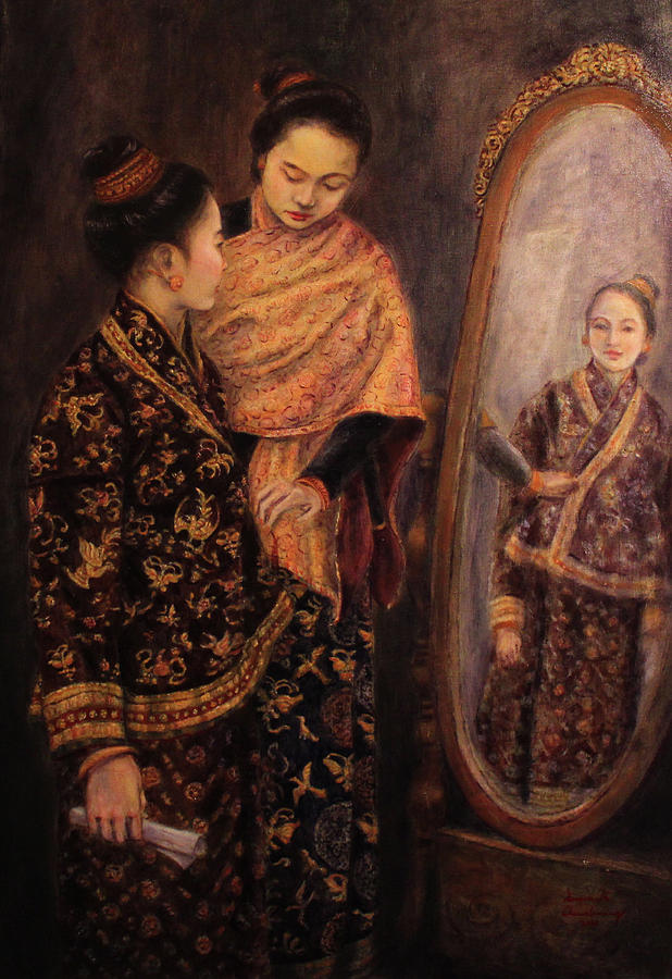 Dressing for the Royal Court Painting by Sompaseuth Chounlamany