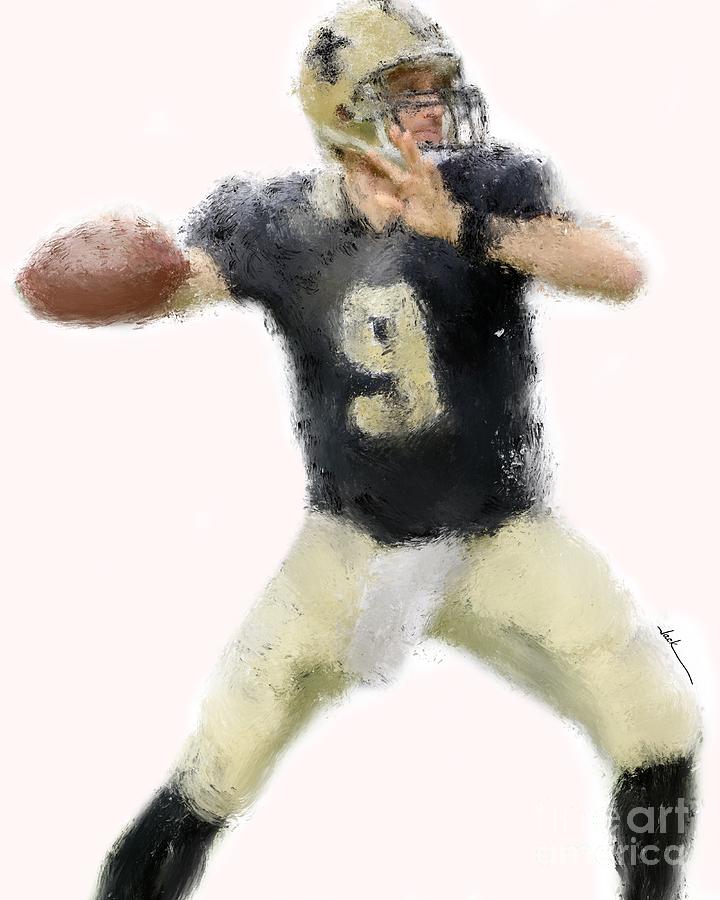 Drew Brees Painting by Jack Bunds