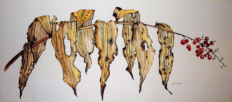 Dried Berry Weed Painting by Lynne Haines