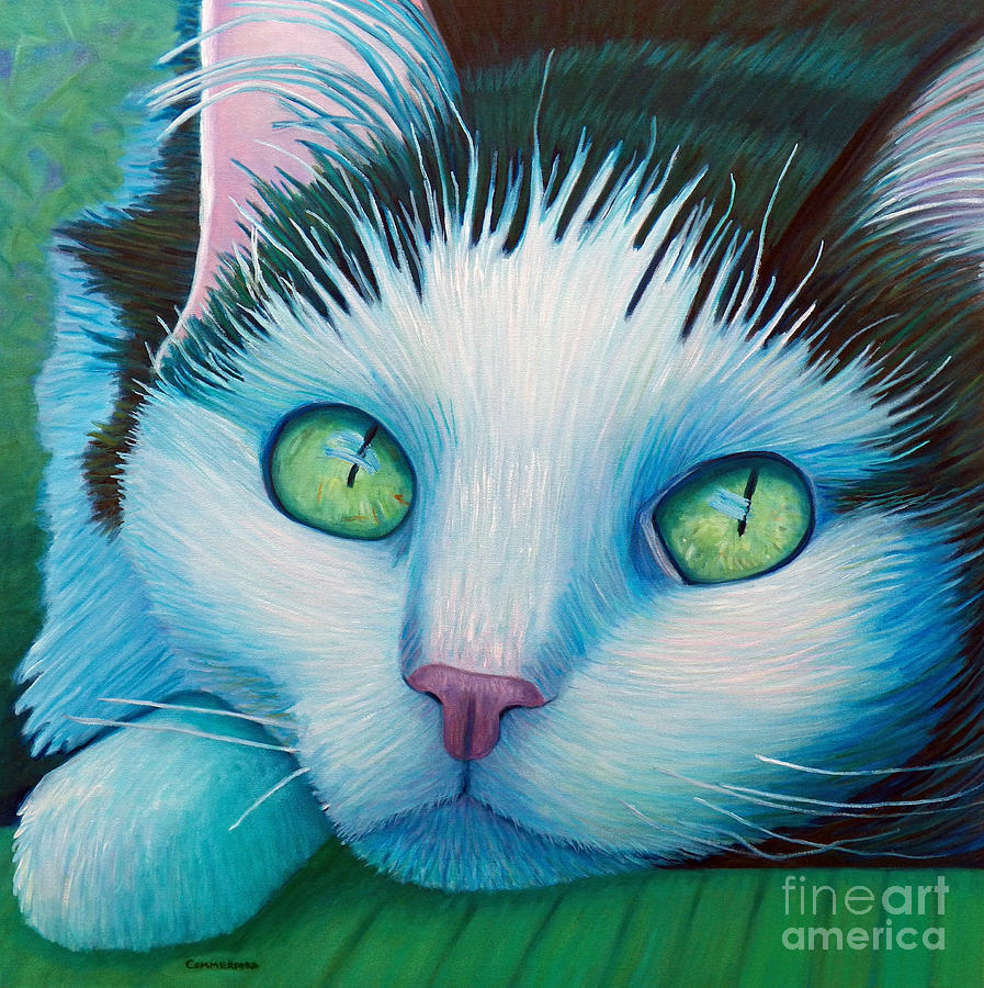 Cat Painting - Drifting by Brian  Commerford