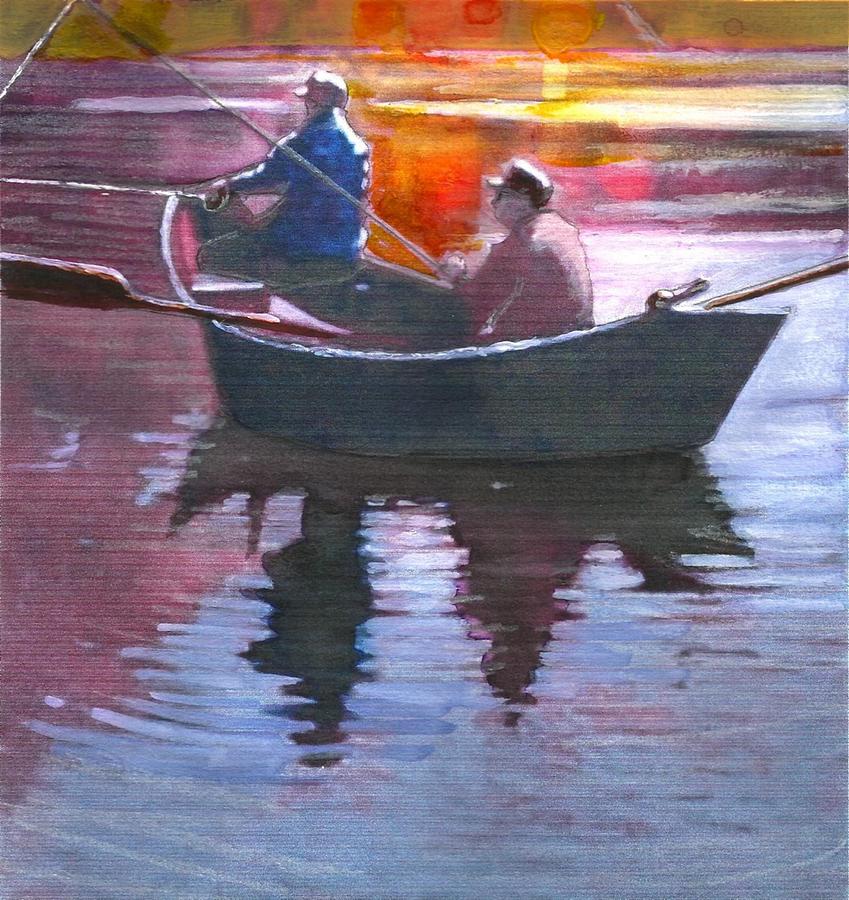 Drifting Fisherman Painting by Joseph Barani Drifting Fisherman Painting by Joseph Barani