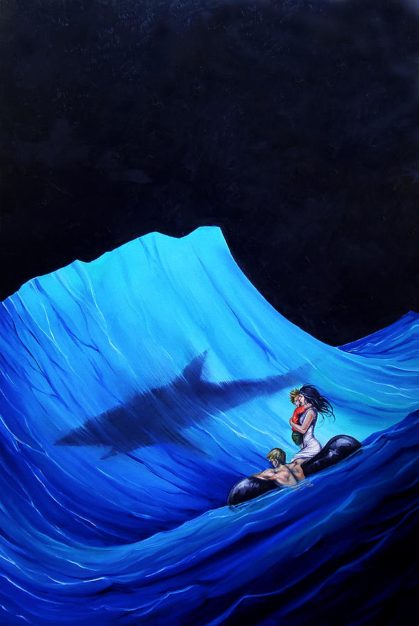 Sharks Painting - Drifting by Juan Alcantara