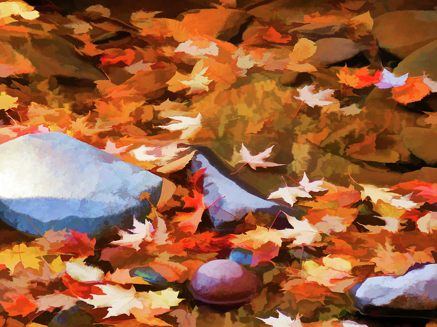 Drifting leaves Painting by Jeelan Clark