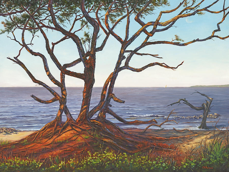 Tree Painting - Driftwood Beach II, Jekyll Island, GA by Elaine Farmer
