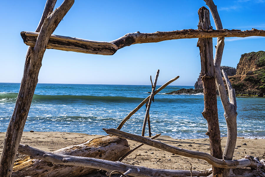 Driftwood Frame Molera Beach Big Sur Photograph by Joseph S Giacalone