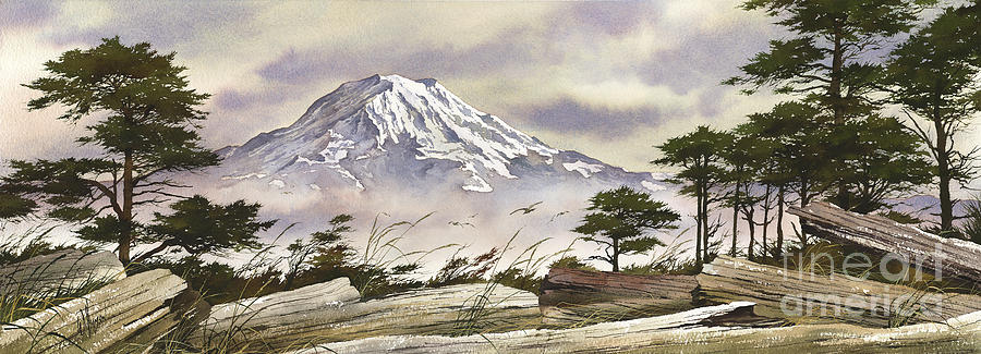 Washington State Landscape Painting - Driftwood Majesty by James Williamson