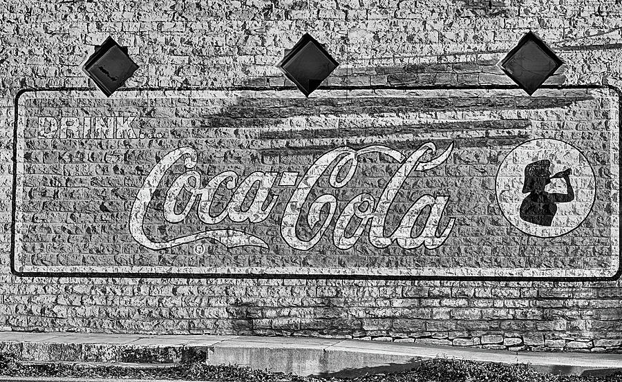 Drink Coke Hico Texas Black and White Photograph by JC Findley