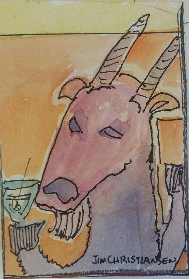 Drinking in a Goat Bar Painting by James Christiansen