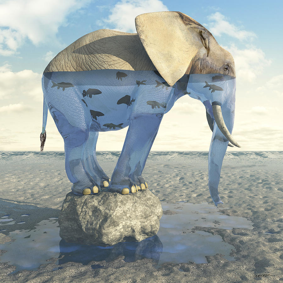 Elephant Digital Art - Drinking Problem by Cynthia Decker