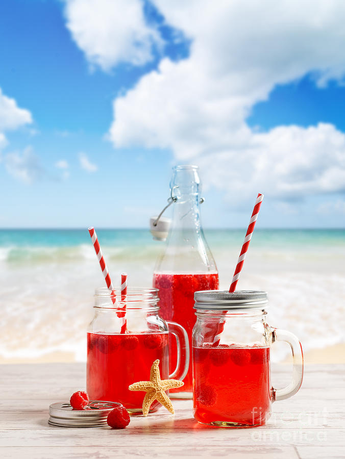 Raspberry Photograph - Drinks At The Beach by Amanda Elwell