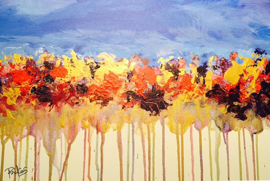 Drip Flowers Painting by Serenity Studio Art