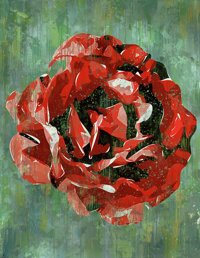 Dripping poster rose on green Digital Art by Yury Malkov Fine Art America