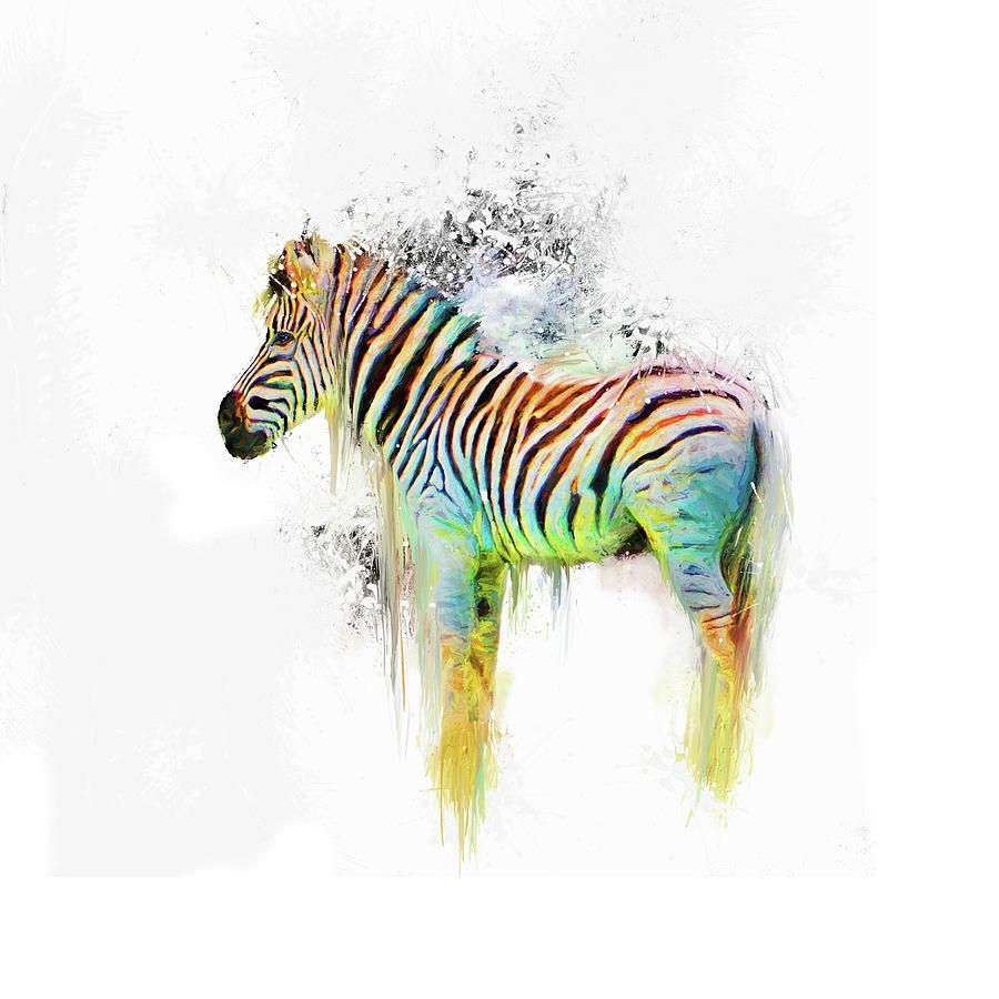 Drippy Jazzy Zebra Colorful Animal Art by Jai Johnson Mixed Media by Jai Johnson
