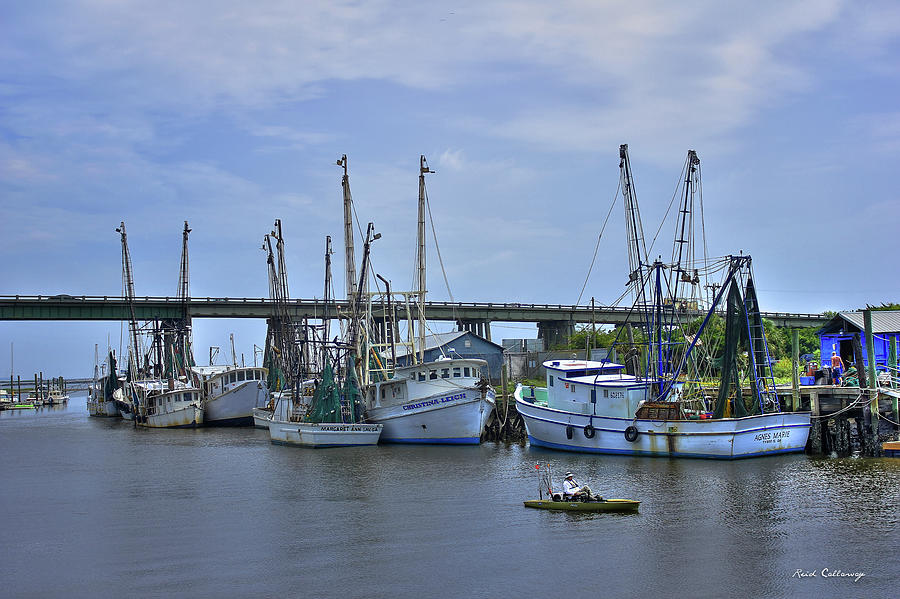 Drive By Fishing Tybee Island Shrimp Boats US Route 80 Seascape Art Photograph by Reid Callaway