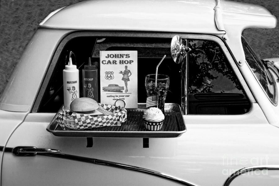 Drive-in Black and White Photograph by Doc Braham