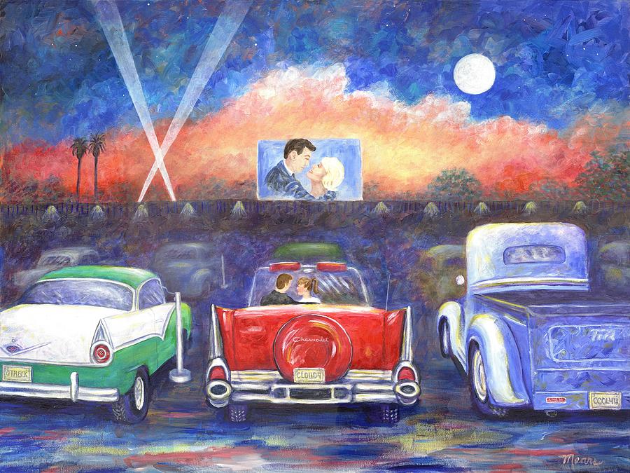 Cars Painting - Drive-in Movie Theater by Linda Mears