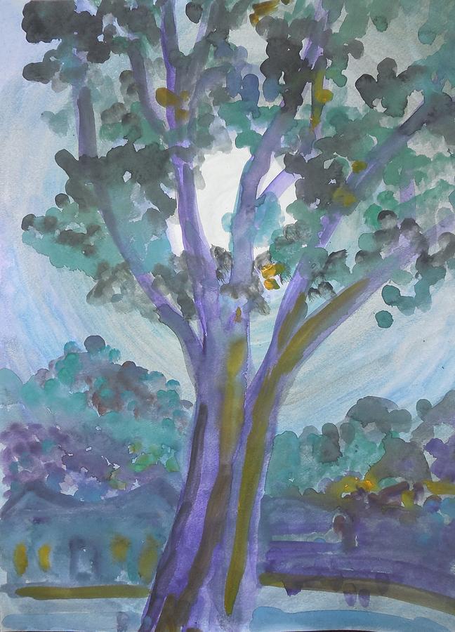 Driveway tree at dusk Painting by James Christiansen
