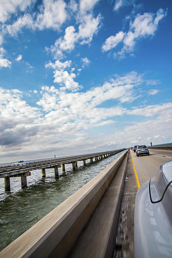 Driving Across Lake Pontchartrain Causeway Near New Orleans Photograph by Alex Grichenko