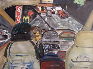 Driving Painting - Driving By Geets Diner by Bob Smith