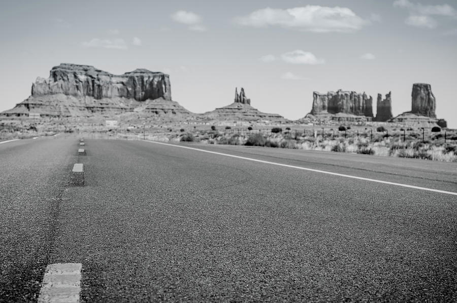 Driving Monument Valley Monochrome Photograph by Margaret Pitcher