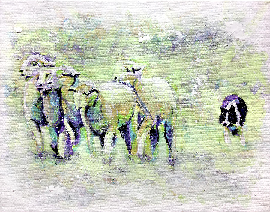 Driving Sheep Painting by Steve Gamba