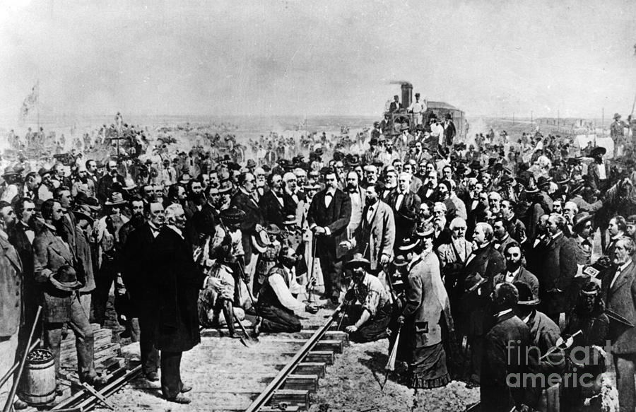 Driving The Golden Spike May 10 1869 Photograph by Photo Researchers