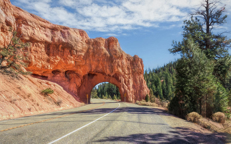 Driving Through Red Canyon Digital Art by John M Bailey
