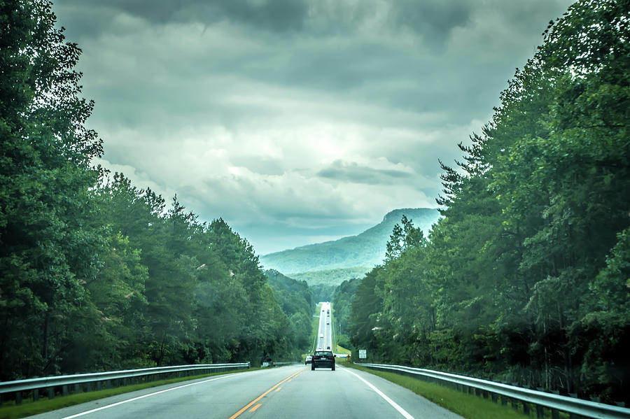 Driving Through Table Rock Park Mountains In South Carolina Photograph by Alex Grichenko