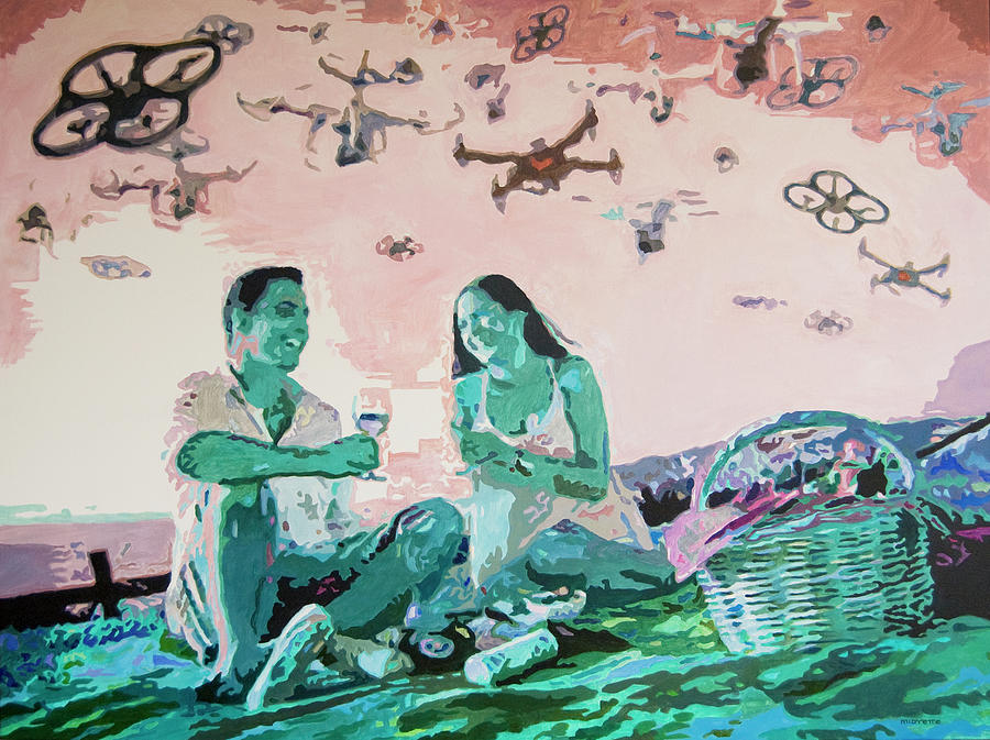 Drone Picnic Painting by Tommy Midyette