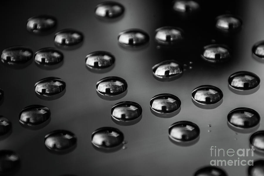 Drops of Water - Macro - Black and White Photograph by Adrian De Leon Art and Photography