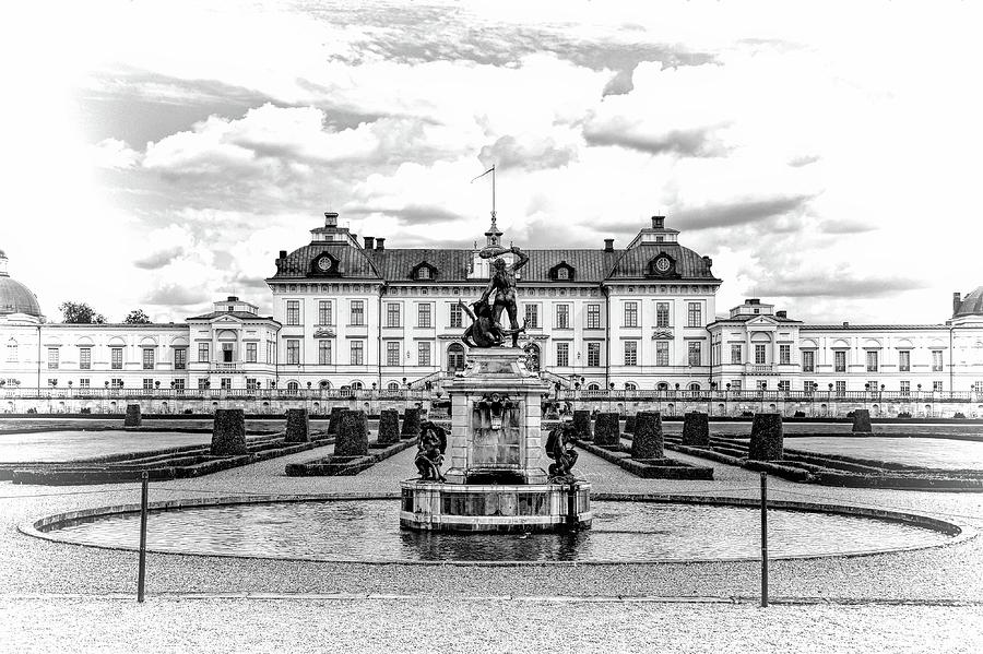 Castle Photograph - Drottningholm Palace Black and White 2 by Jenny Hudson