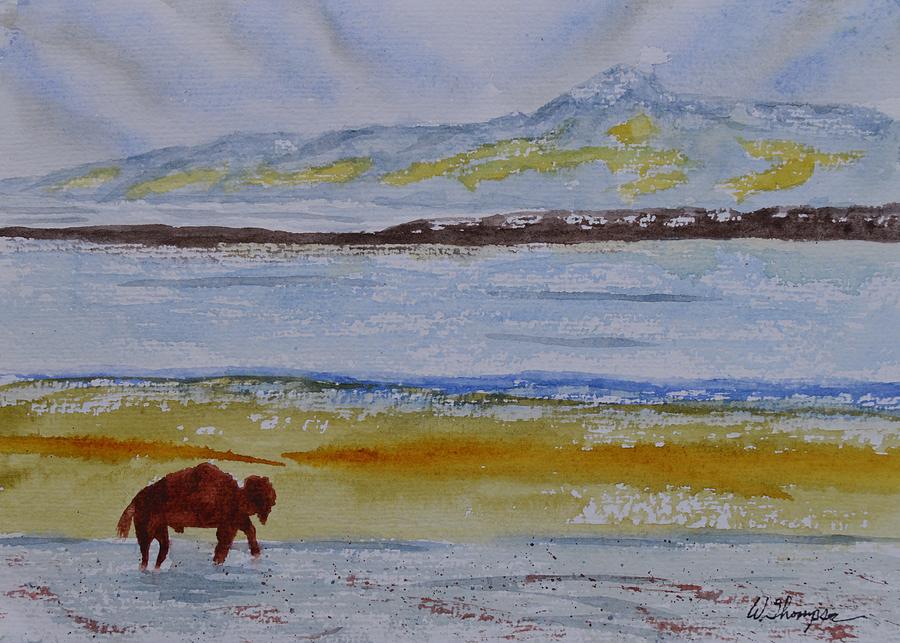 Bison Painting - Drought at Salt Lake by Warren Thompson