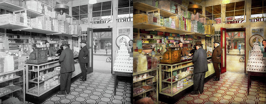 Drugstore - Exact change please 1920 - Side by Side Photograph by Mike Savad